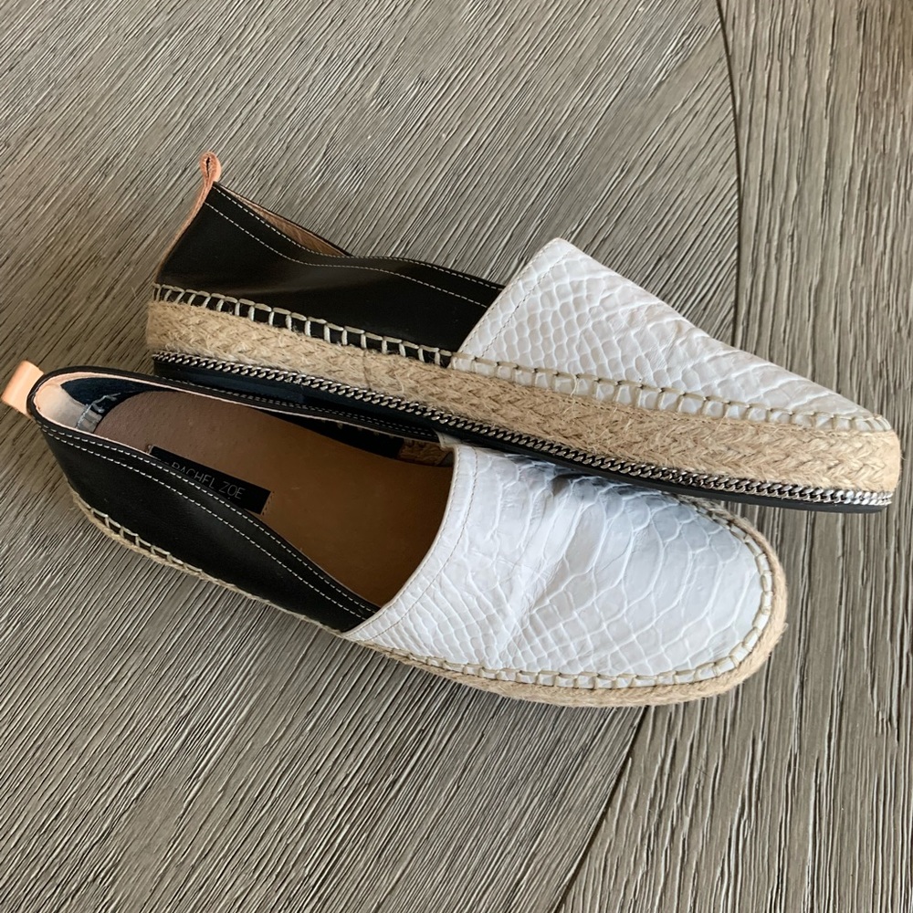 NWT. Rachel Zoe-Zella-Matte Embossed Croc, Black/White, size 9 M